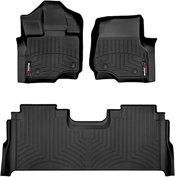 WeatherTech Custom Fit FloorLiners for Ford F-150 Raptor, F-150, F-150 Lightning - 1st & 2nd Row (44697-1-6), Black